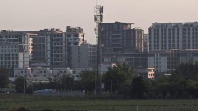 Shwe Kokko, a city in Karen State known for its massive scam operations, is seen from Mae Sot, Thailand, in February 2025 (Photo: AFP)