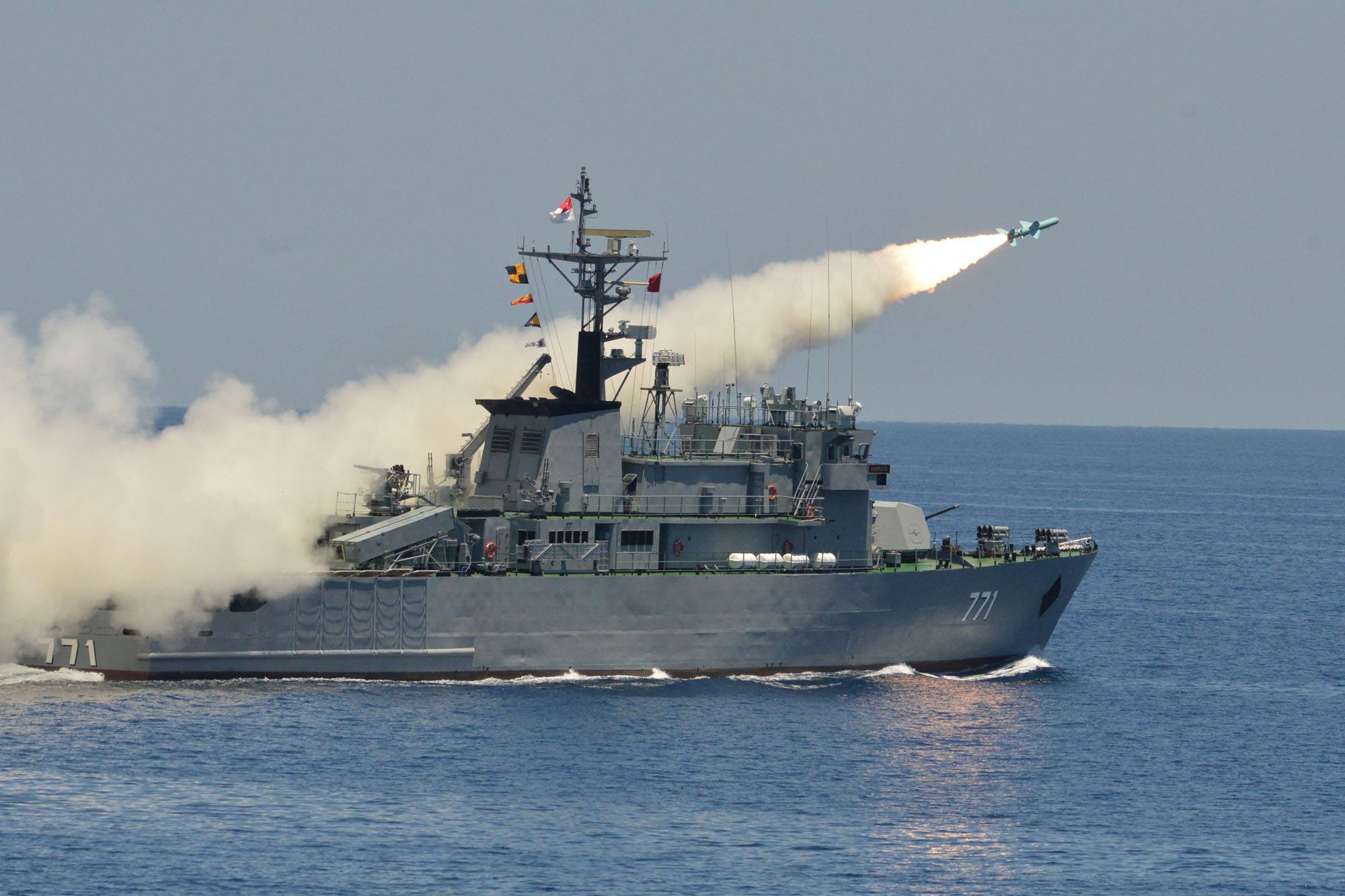 A junta warship conducts a military exercise (Photo: CINCDS)