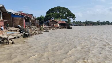 Rising floodwaters threaten homes in Rakhine State in early July (Photo: Nyi Htwe / Myanmar Now)