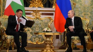 Russian President Vladimir Putin meets with Min Aung Hlaing during a trip to Russia in March, 2025 (Photo: AFP)