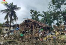 Houses destroyed by recent junta airstrikes in Thandwe Township (Photo: AA Info Desk)