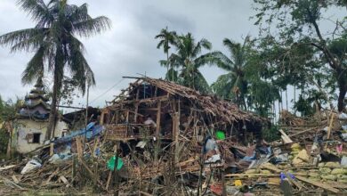 Houses destroyed by recent junta airstrikes in Thandwe Township (Photo: AA Info Desk)