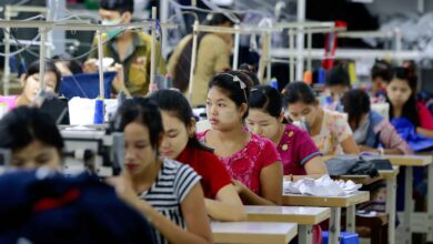 Workers at a garment factory in Yangon’s Shwepyithar Industrial Zone (Photo: EPA)