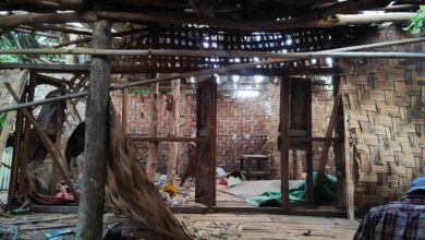 A home damaged by the airstrike on Kokekokone on September 24 (Photo: Kawlin District PDF Battalion No. 1)