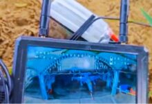A screenshot from a video posted online shows an FPV drone controller as the drone approaches a military aircraft parked inside a shelter at the Tada-U airbase on September 10 (Photo: NUG)