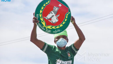 A supporter of the military-backed Union Solidarity and Development Party (USDP) campaigns in Naypyitaw ahead of Myanmar’s 2020 general election (Photo: Myanmar Now)