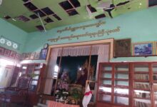 Damage incurred from a junta airstrike on the Mahasi Meditation Monastery in Seikkhun village, Shwebo Township, on October 11 (Photo: People’s Defense Comrade)