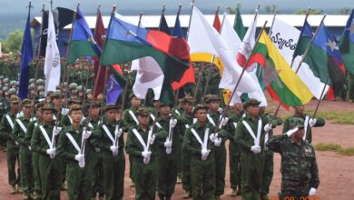 PNA ၏ အခြေခံစစ်ပညာသင်တန်းဆင်းပွဲတစ်ခုကို ၂၀၂၂ ဩဂုတ်လအတွင်းက ပြုလုပ်ခဲ့စဉ်။ (ဓာတ်ပုံ- Khun San Aung)