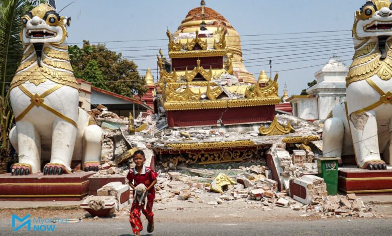 မြေငလျင်ဒဏ်ကြောင့် ပျက်စီးသွားသည့် အဆောက်အဦများ