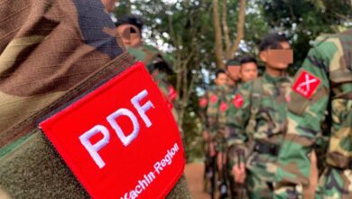 ကချင်ပြည်နယ်အတွင်း လှုပ်ရှားနေသည့် ကချင်ဒေသ ပြည်သူ့ကာကွယ်ရေးတပ် (KPDF) တပ်ဖွဲ့ဝင်များကို တွေ့ရစဉ်။