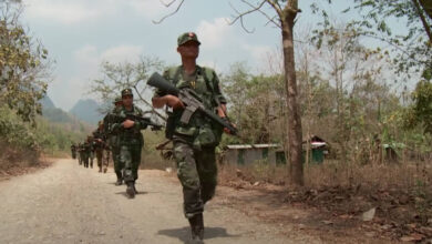 Al Jazeera ရုပ်သံသတင်းတစ်ပုဒ်တွင် တွေ့ရသော KNU တပ်ဖွဲ့ဝင်များ။