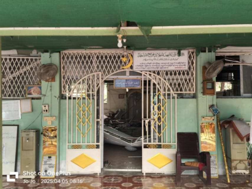 စစ်ကိုင်းမှ ငလျင်သင့်ခဲ့၍ ထိခိုက်ပျက်စီးသွားသော ဂါတ်တန်းဗလီ။ (ဓာတ်ပုံ- Jo Jo လူမှုကွန်ရက်)