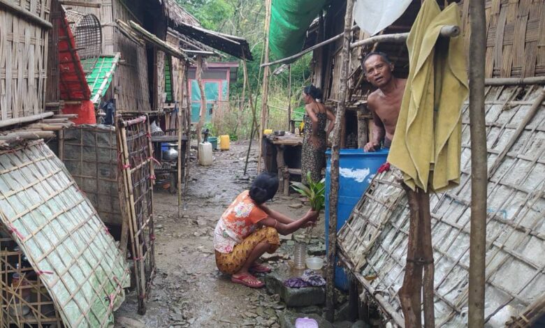 ဇွန်လအတွင်းက တွေ့ရသော ပုဏ္ဏားကျွန်းမြို့နယ် စစ်ရှောင်စခန်းတစ်ခု။ (ဓာတ်ပုံ - Myanmar Now)