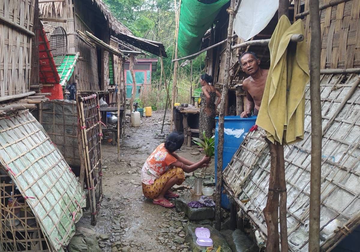 ဇွန်လအတွင်းက တွေ့ရသော ပုဏ္ဏားကျွန်းမြို့နယ် စစ်ရှောင်စခန်းတစ်ခု။ (ဓာတ်ပုံ - Myanmar Now)