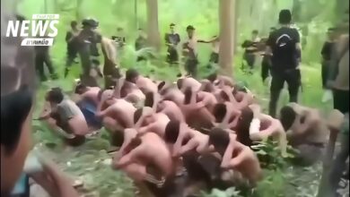 ကရင်နီထောင်ဖောက်ပြေးသည့် စစ်သုံ့ပန်းများကို ထိုင်းစစ်တပ်က ဇန်နဝါရီလ ၂၀ ရက်နေ့က ဖမ်းမိထားစဉ်။(ဓာတ်ပုံ- Thai PBS)
