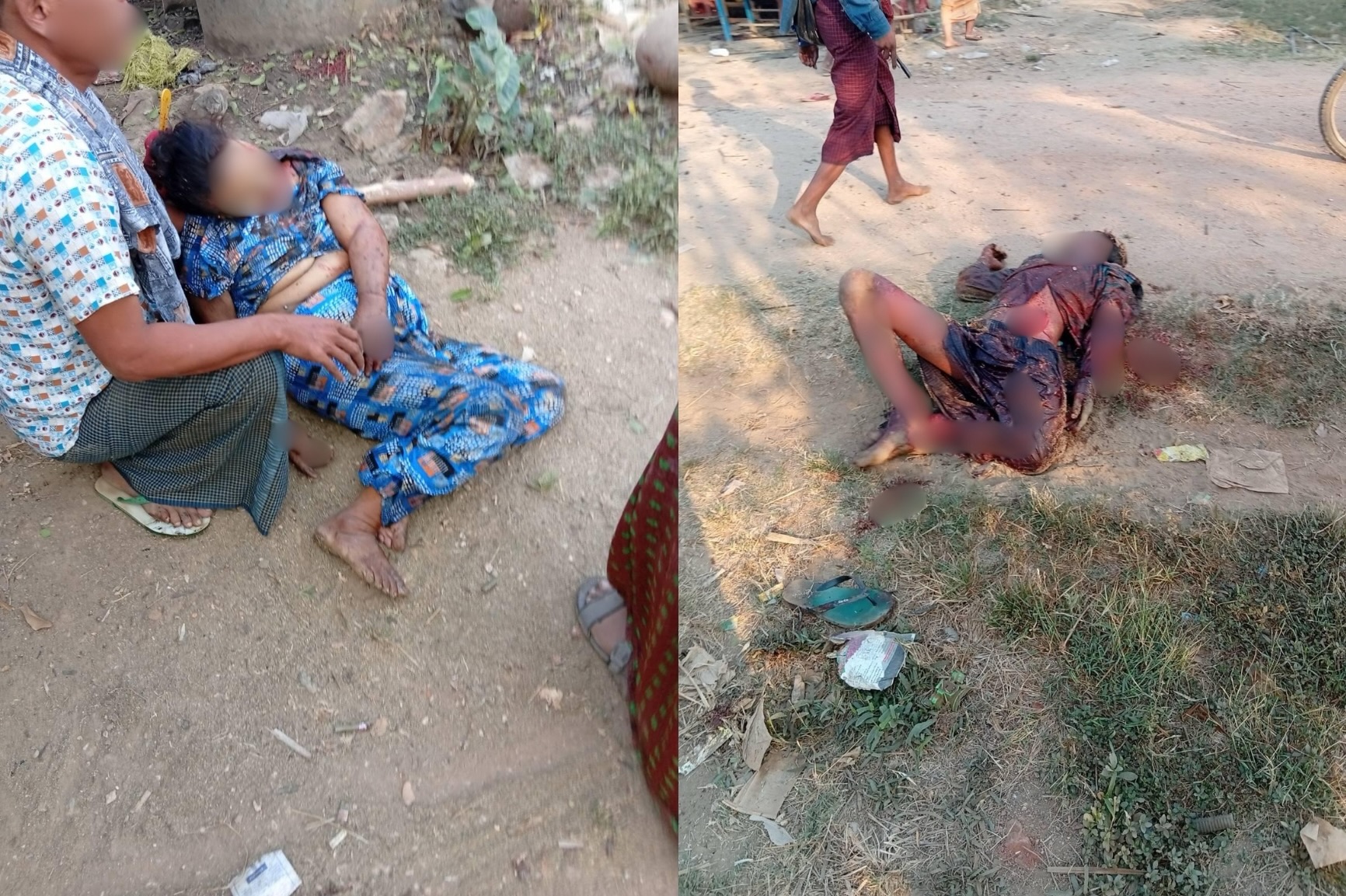 လက်နက်ကြီးနှင့်ဒရုန်းကြောင့် သေဆုံးခဲ့သော ပဲခမ်းရွာ ဒေသခံနှစ်ဦး။ (ဓာတ်ပုံ-ပေးပို့)