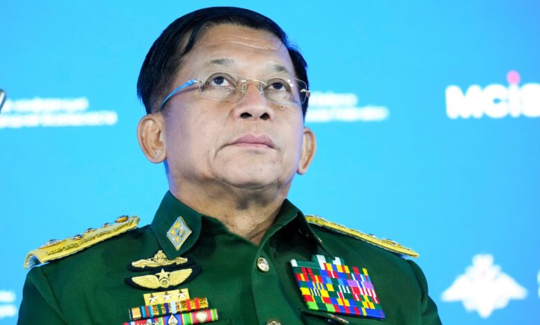 ၂၀၂၁ ခုနှစ် ဇွန်လတွင် တွေ့ရသော အာဏာသိမ်းစစ်ခေါင်းဆောင်။ (ဓာတ်ပုံ- EPA)