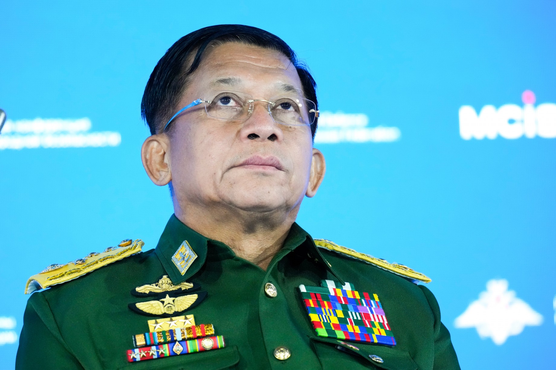၂၀၂၁ ခုနှစ် ဇွန်လတွင် တွေ့ရသော အာဏာသိမ်းစစ်ခေါင်းဆောင်။ (ဓာတ်ပုံ- EPA)