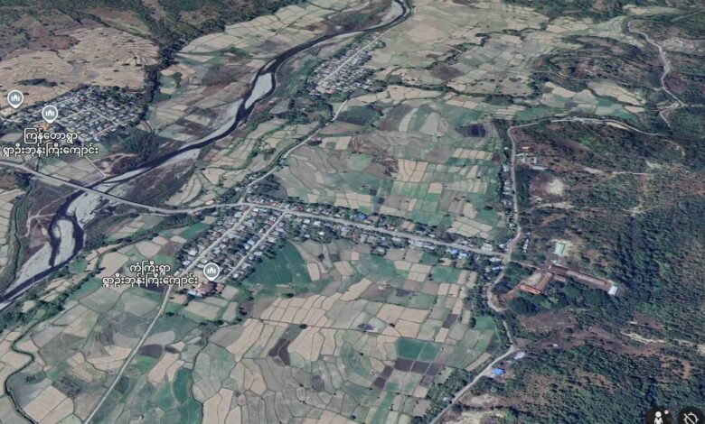 ဆောမြို့နယ်၊ ကံကြီးရွာကို Google Earth မှ တွေ့ရစဉ်။