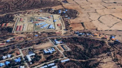 Google Earth ကောင်းကင်ဓာတ်ပုံတွင် တွေ့ရသော မကွေးထောင် နှင့် အမှတ် (၂၅) ရဲတပ်ရင်း။