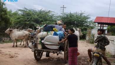 ၂၀၂၅ ခုနှစ် သြဂုတ်လက စစ်တပ်၏ ရန်ကြောင့် နေရပ်စွန့်ခွာနေရသည့် ဒေသခံများ။ (ဓာတ်ပုံ - Myanmar Now)