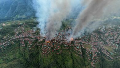 မီးလောင်နေသော ထန်တလန်မြို့ကို ၂၀၂၁ ခုနှစ် အောက်တိုဘာလ ၂၉ ရက်က တွေ့ရစဉ်။ (ဓာတ်ပုံ- AFP)