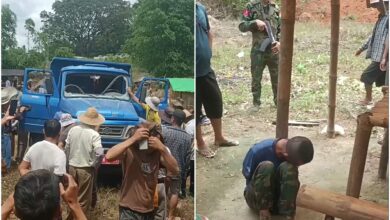ပစ်ခတ်ခံရသည့်ကားနှင့် KIA တပ်ဖွဲ့ဝင်ကို ဖမ်းဆီးထားစဉ်။