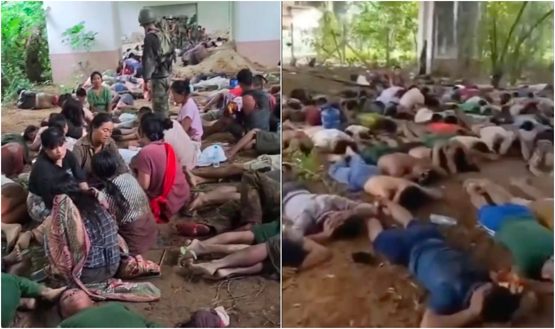 ယမန်နေ့က ဗန်းမော်နယ်တွင် KIA က စစ်ရေယာဉ်များပေါ် လိုက်ပါလာသူများအား ဖမ်းဆီးရမိ ထားစဉ်။ (ဓာတ်ပုံ- Lung Jung LAN Screengrab)